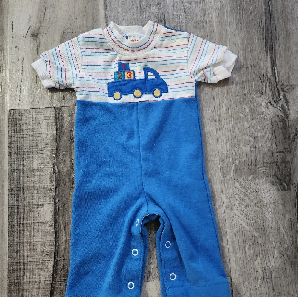 health-tex  Vintage 1980 Blue and White Infant Romper